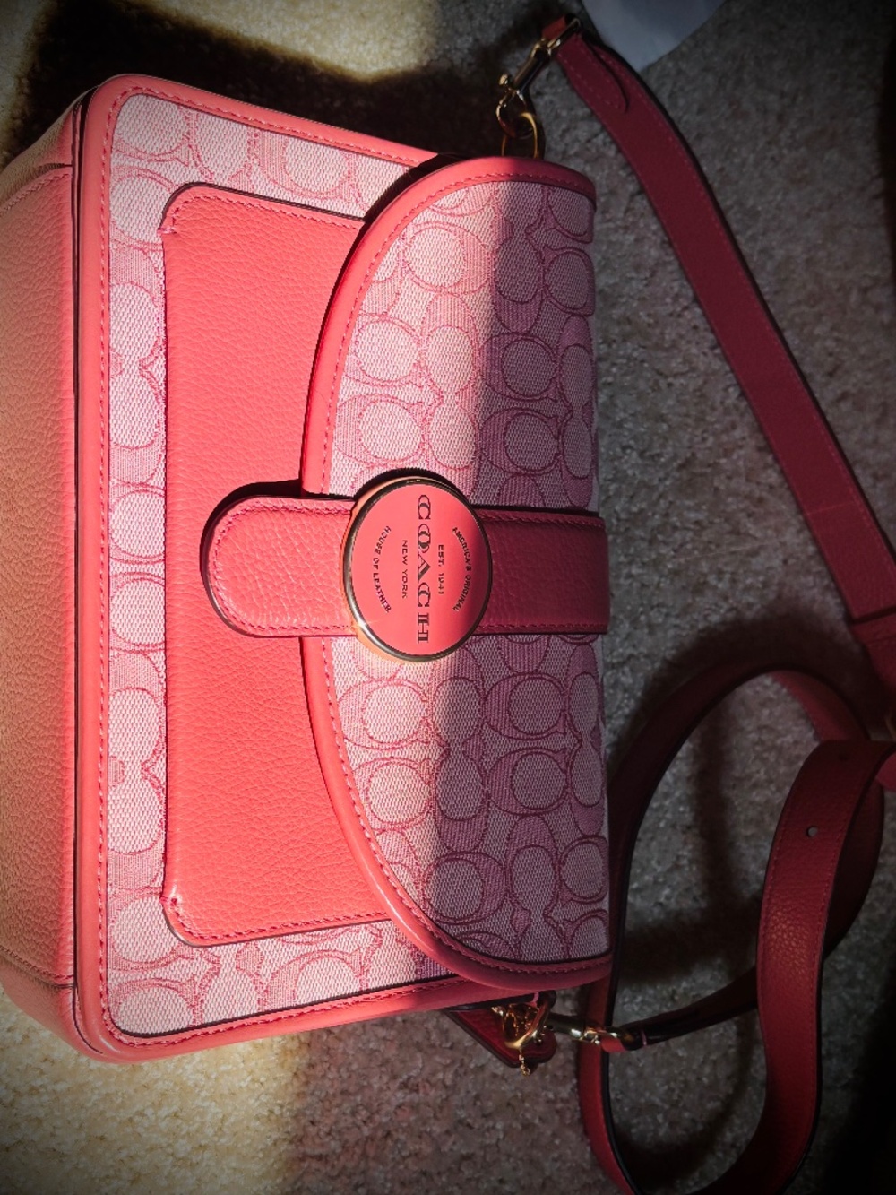 Coach Jacquard Lonnie Crossbody Handbag Taffy Leather